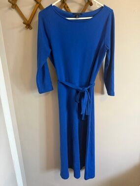 Lands' End Blue Cotton Boatneck Maxi Dress S 6-8